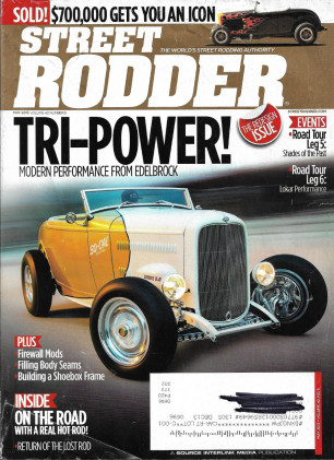 STREET RODDER 2013 MAY - FILLING BODY SEAMS, FIREWALL MODS, ELDEBROCK TRIPOWER